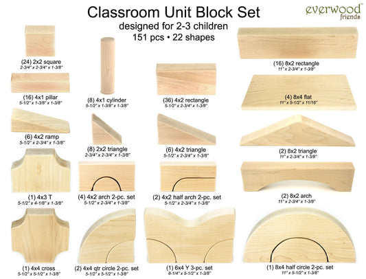 151 pc Classroom Set Maple Unit Blocks